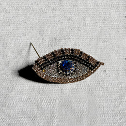 Crystal Blue Eye Brooch