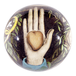 A handmade decoupage sale dome paperweight titled Heart in Hand
