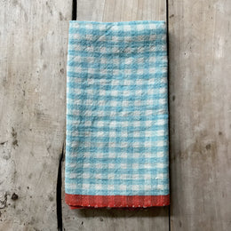 Gingham Tea Towel in Aqua & Orange