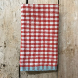 Gingham Tea Towel in Orange & Aqua