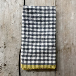 Gingham Tea Towel in Grey & Dijon