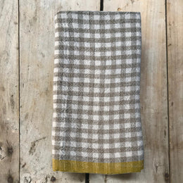 Gingham Tea Towel in Natural & Dijon