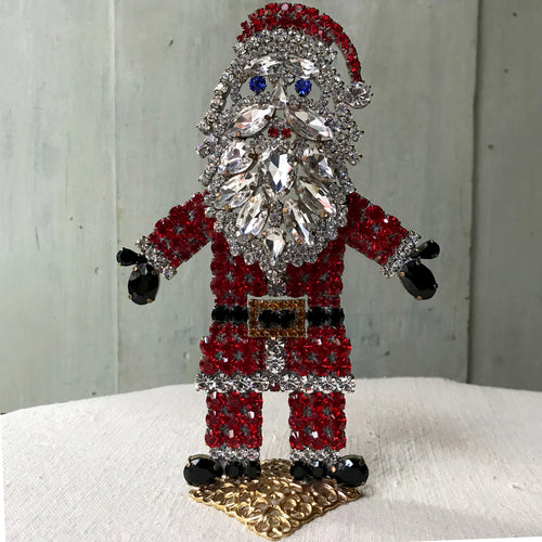 Nostalgic Glass Santa on Stand