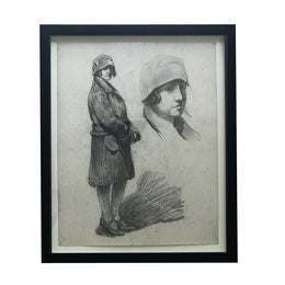 Evert Rabbers Framed Portrait Study Drawing