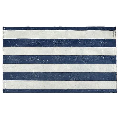 Blue & white striped painted mat