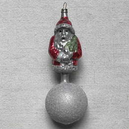 Nostalgic Santa on Snowball Ornament
