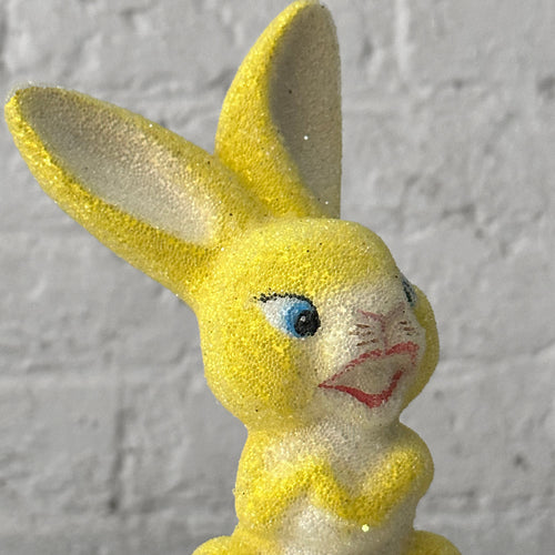 Papier-Mâché Beaded Yellow Bunny figure on table