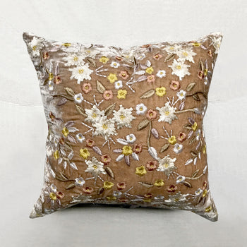 Czarina Silk Velvet Cushion in Taupe