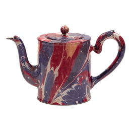 Red Blue and Yellow Marble Teapot - Large