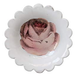 Rose Saucer with Insect on a five inch round saucer