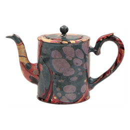 Green Yellow and Red Marble Teapot - Small