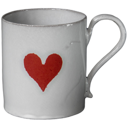 Heart Mug Astier de Villatte added iconic imagery to their classic white tableware