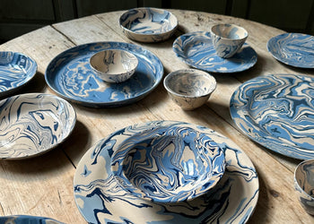 Marbled Pillows, Pouches & Ceramics