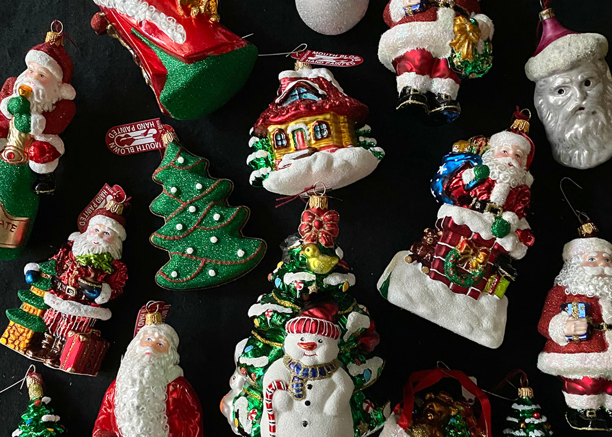 Christmas-themed Black Coffee Tree Wood Ornaments (Set of 6)