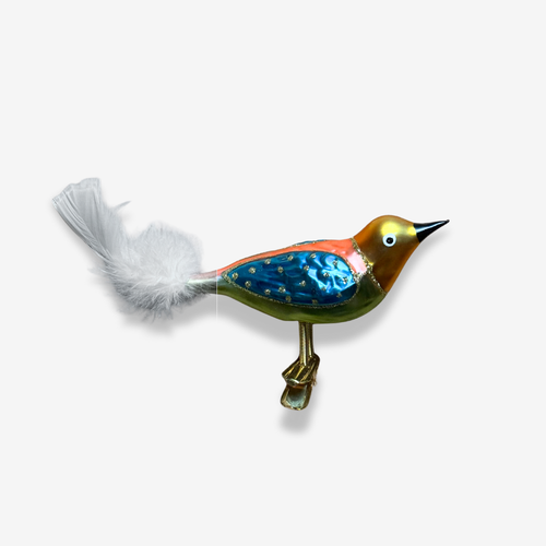White Feather Tailed Colorful Clip-on Bird Ornament