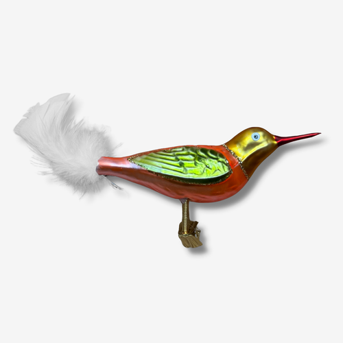 White Feather Tailed Clip-on Bird Ornament