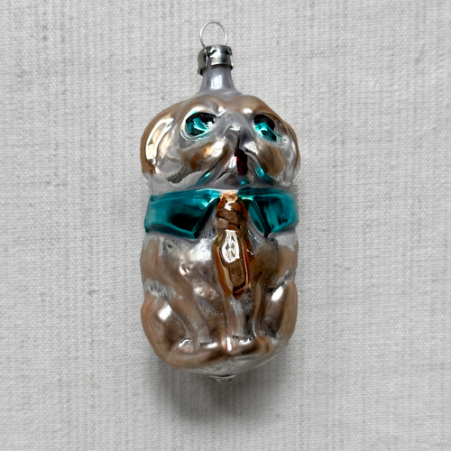 Nostalgic Blue Dog in a Tie Ornament