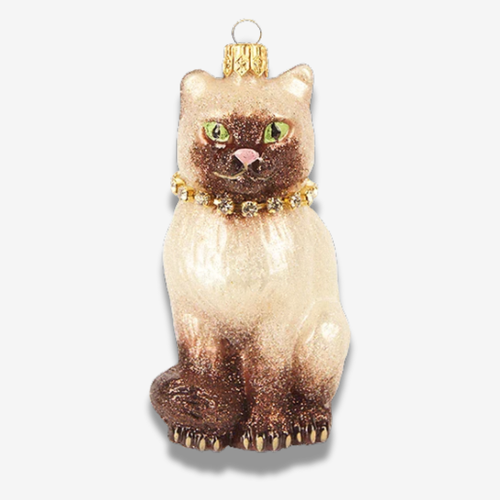Brown Cat with Necklace Ornament