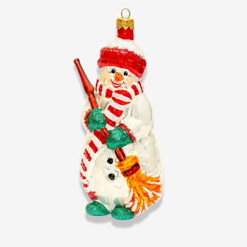 Snowman With Broomstick Ornament