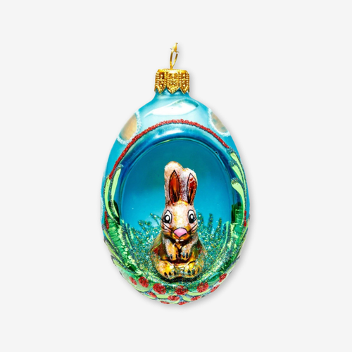 Egg Diorama with Brown Bunny Ornament