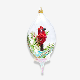 Red Cardinal Bird In Globe Ornament