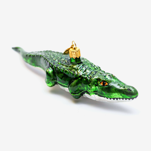 White & Green Alligator Ornament