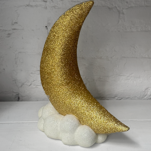 Gold Crescent Moon on Cloud