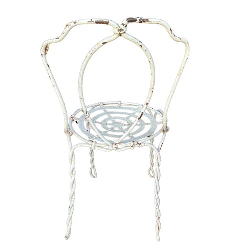Set of 3 French 19th-century Twisted Iron Garden Chairs