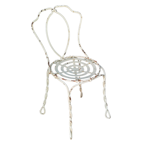 Set of 3 French 19th-century Twisted Iron Garden Chairs