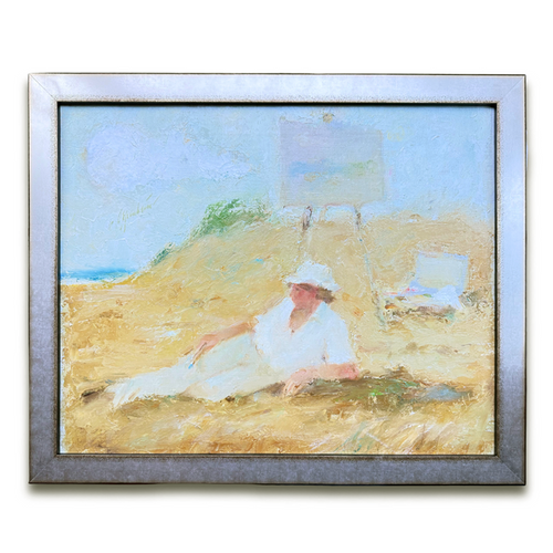 "Reclining Artist" Oil Painting on Linen by Samuel Oppenheimer (1901-1992)