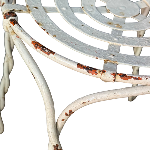 Set of 3 French 19th-century Twisted Iron Garden Chairs