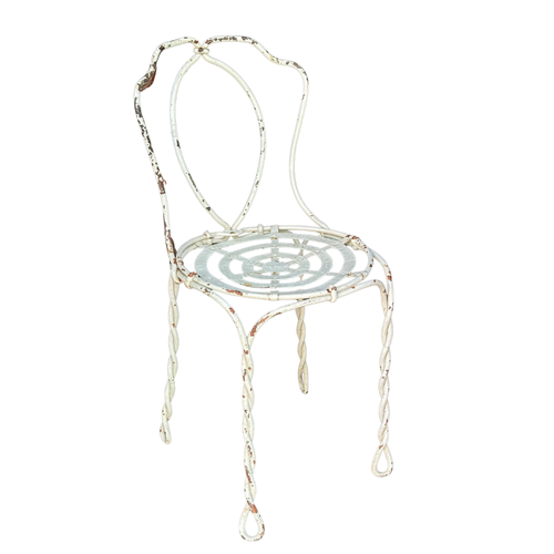 Set of 3 French 19th-century Twisted Iron Garden Chairs