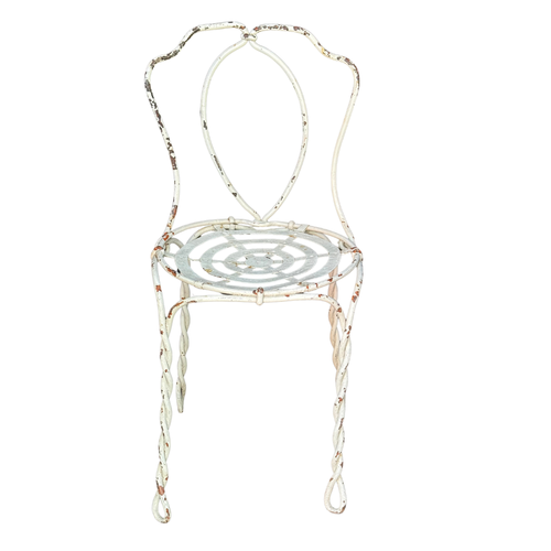 Set of 3 French 19th-century Twisted Iron Garden Chairs