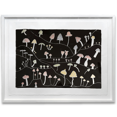 Hugo Guinness's "Mushrooms" Original Painted Linocut