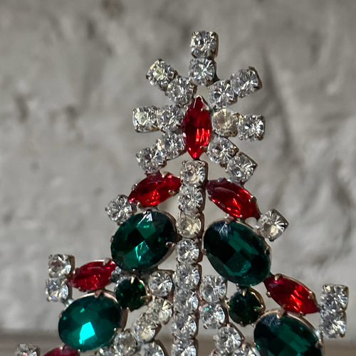 Nostalgic Jeweled Slim Green & Red Crystal Tree