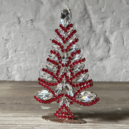 Nostalgic Jeweled Clear & Red Blue Crystal Tree