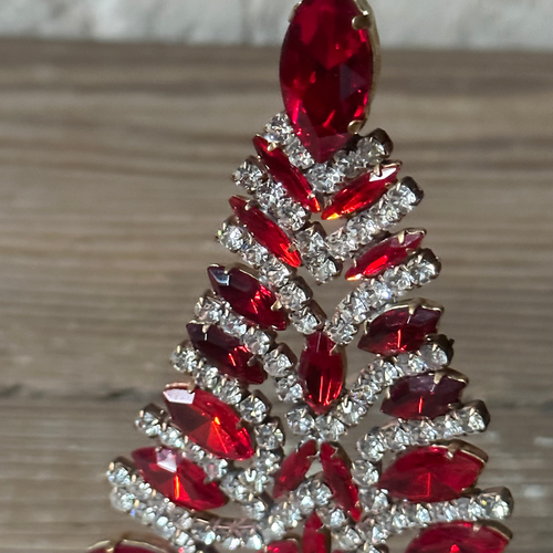 Nostalgic Jeweled Clear & Red Blue Crystal Tree