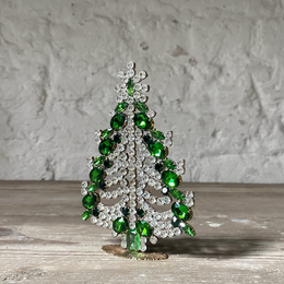 Nostalgic Jeweled Green & Clear Glass Crystal Tree