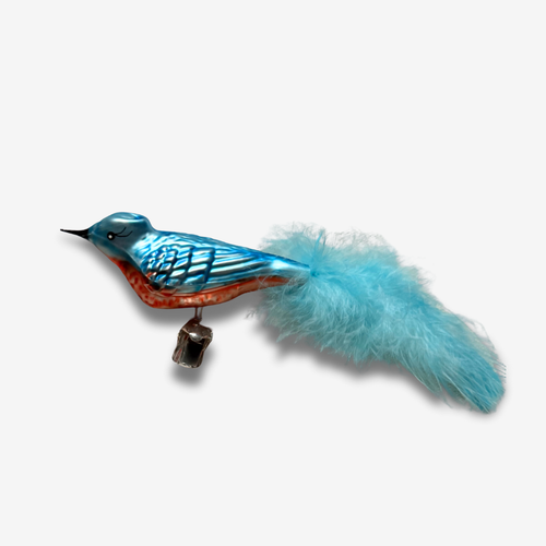 Blue Feather Tailed Clip-on Bird Ornament