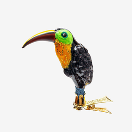 Clip-on Black & Green Toucan Ornament