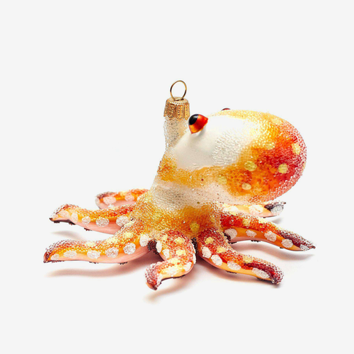 Orange Octopus Ornament