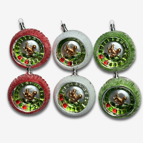 Set of 6 Squirrel Reflector Ornaments