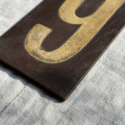 19th-century Hand-Painted Number "9" Wood Tile