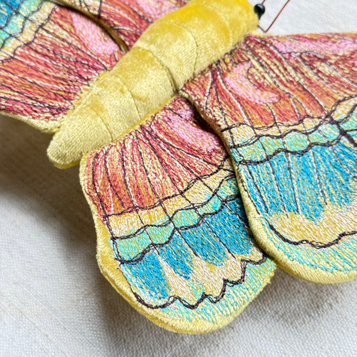 Butterfly Silk Velvet Embroidered Butterfly in Citrine