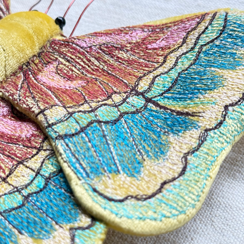 Butterfly Silk Velvet Embroidered Butterfly in Citrine