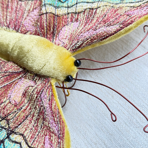 Butterfly Silk Velvet Embroidered Butterfly in Citrine
