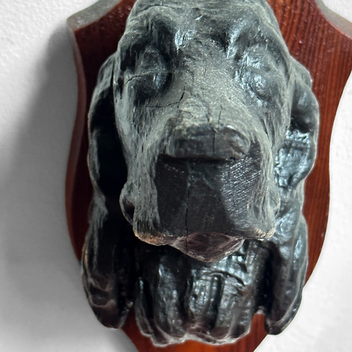 Antique Black Forest Carved Dog Head (23D01)