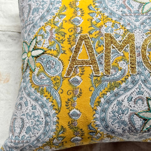 "Amour" Embroidered Cushion (#C4-07)