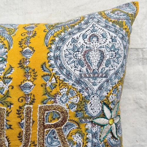 "Amour" Embroidered Cushion (#C4-07)