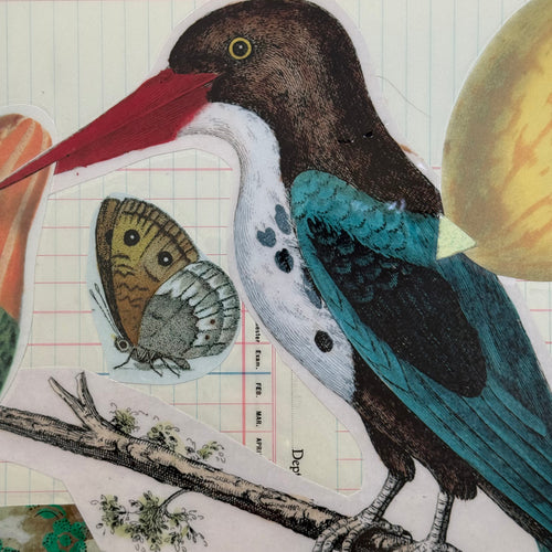 One-of-a-Kind Collaged Gourds & Kingfisher Mat (#10)